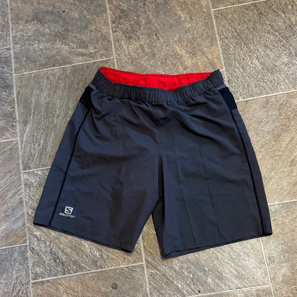 Salomon Athletic Shorts in Gray and Red